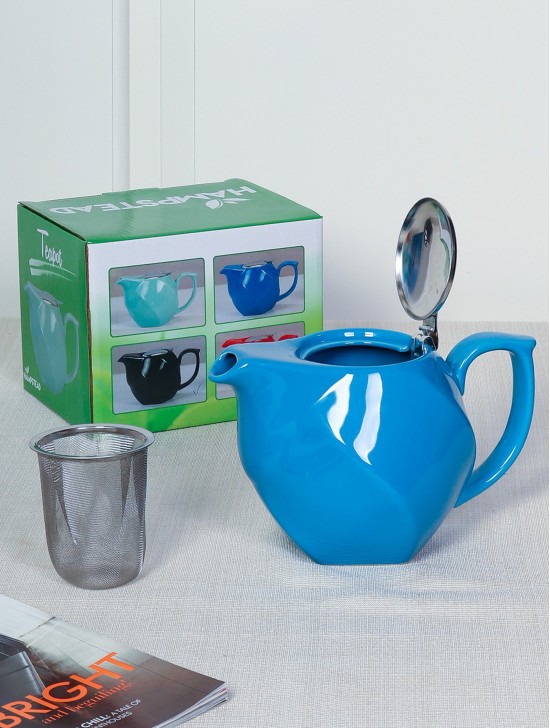 Porcelain Teapot in Blue w/ Lid & Infuser 750ML With Gift Box
